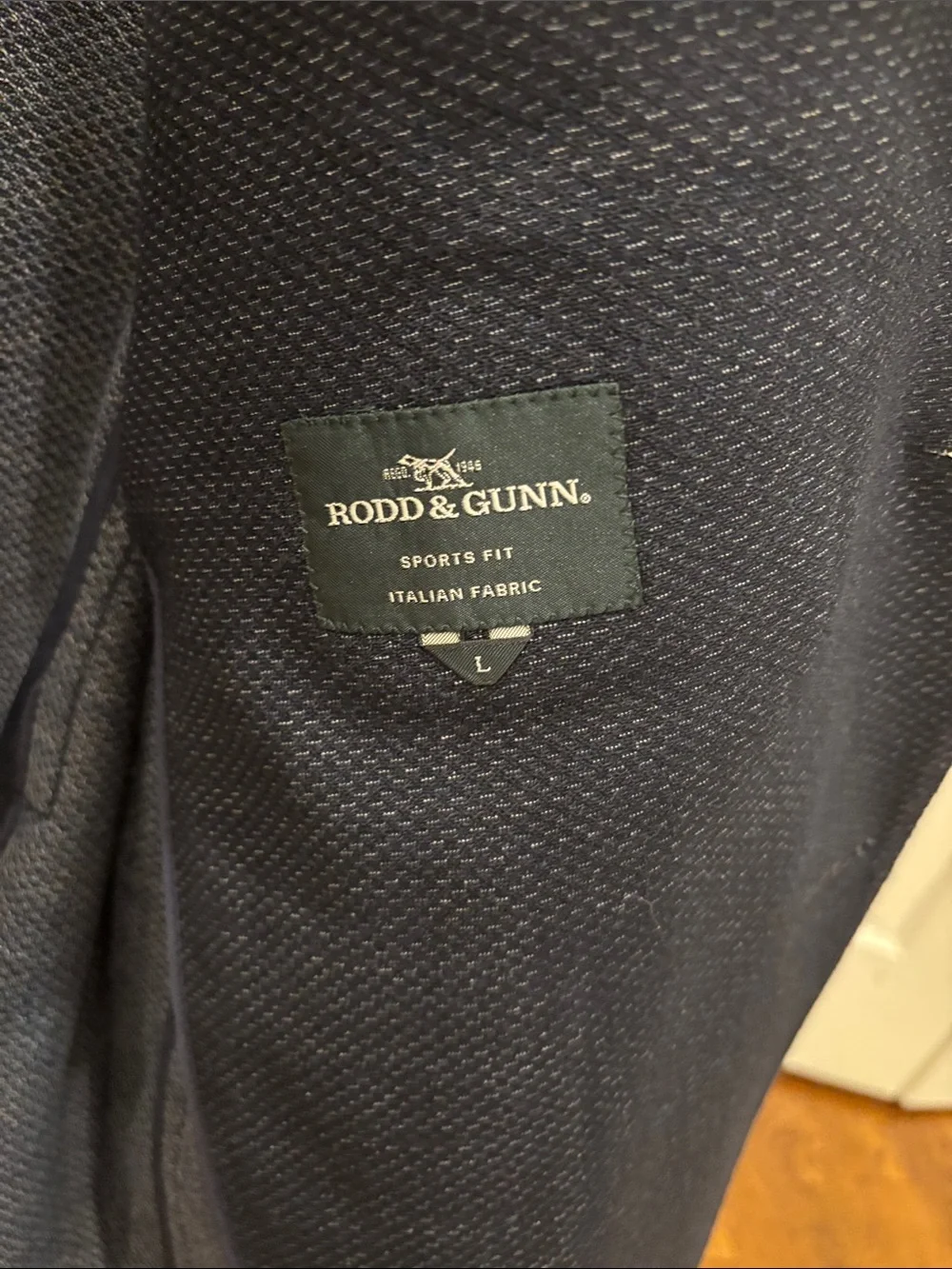 Rodd& Gunn Size L Men's Navy Textured Two-Button Blazer
